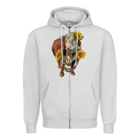 Dove Grey hereford bull rope and sunflowers Zipper Hoodie - LillyAllenDesigns