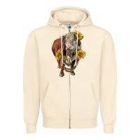 Sandshell hereford bull rope and sunflowers Zipper Hoodie - LillyAllenDesigns
