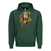 Sports Green hereford bull rope and sunflowers Zipper Hoodie - LillyAllenDesigns