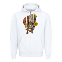 White hereford bull rope and sunflowers Zipper Hoodie - LillyAllenDesigns