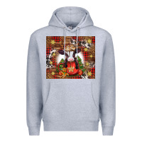 Heather Grey Christmas baby cow hot cocoa Premium Hoodie - Jasminsmagicworld