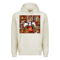 Oatmeal Heather Christmas baby cow hot cocoa Premium Hoodie - Jasminsmagicworld