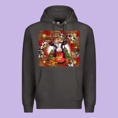 Christmas Baby Cow Hot Cocoa Premium Hoodie Designed By Jasminsmagicworld