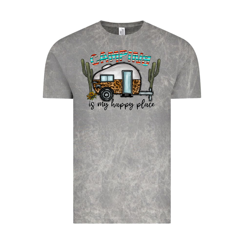 Camping Is My Happy Place Vintage Tee by CowhideDigitalArt | Teevron