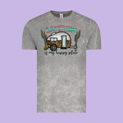 Camping Is My Happy Place Vintage Tee Designed By Cowhidedigitalart