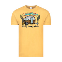 Vintage Mustard camping is my happy place Vintage Tee - CowhideDigitalArt