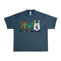 Midnight Navy peace love white Sepherd Urban Heavy Tee - BarkalooDesign