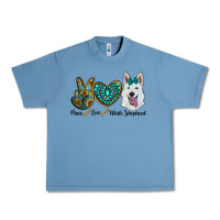 Pebble Blue peace love white Sepherd Urban Heavy Tee - BarkalooDesign