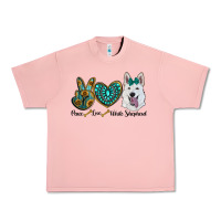 Salmon peace love white Sepherd Urban Heavy Tee - BarkalooDesign