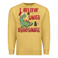 Antique Gold i believe in santa & dinosaurs Premium Sweatshirt - MaliasSmallBusiness