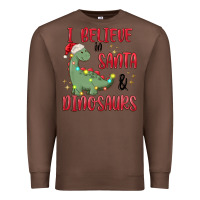 Chestnut i believe in santa & dinosaurs Premium Sweatshirt - MaliasSmallBusiness