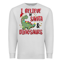Dove Grey i believe in santa & dinosaurs Premium Sweatshirt - MaliasSmallBusiness