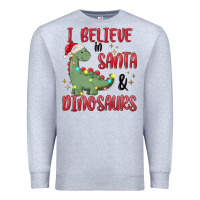 Heather Grey i believe in santa & dinosaurs Premium Sweatshirt - MaliasSmallBusiness