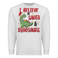 Oatmeal Heather i believe in santa & dinosaurs Premium Sweatshirt - MaliasSmallBusiness