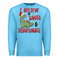 Ocean Blue i believe in santa & dinosaurs Premium Sweatshirt - MaliasSmallBusiness