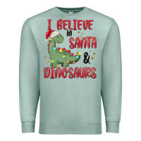 Seafoam i believe in santa & dinosaurs Premium Sweatshirt - MaliasSmallBusiness