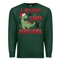 Sports Green i believe in santa & dinosaurs Premium Sweatshirt - MaliasSmallBusiness