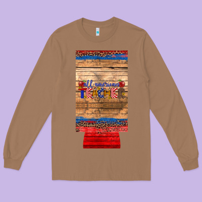 All American Teacher 12 Oz Slim Can Cooler Long Sleeve Tee Designed By Artiststas