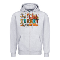 Heather Grey Talk turkey to me Zipper Hoodie - NancyCooperArtShop