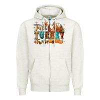 Oatmeal Heather Talk turkey to me Zipper Hoodie - NancyCooperArtShop