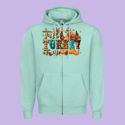 Talk Turkey To Me Zipper Hoodie Designed By Nancycooperartshop