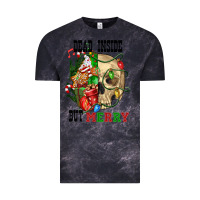 Cloud Black Dead İnside But Merry Human Skull Vintage Tee - FaDigitalArtStudio