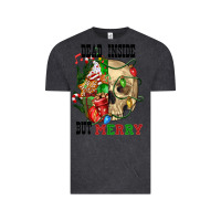 Vintage Black Dead İnside But Merry Human Skull Vintage Tee - FaDigitalArtStudio