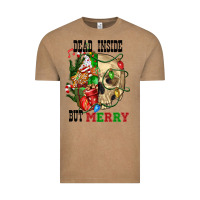 Vintage Coffee Dead İnside But Merry Human Skull Vintage Tee - FaDigitalArtStudio