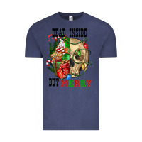 Vintage Denim Dead İnside But Merry Human Skull Vintage Tee - FaDigitalArtStudio