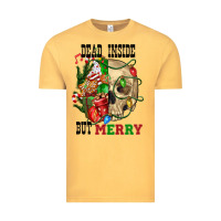 Vintage Mustard Dead İnside But Merry Human Skull Vintage Tee - FaDigitalArtStudio