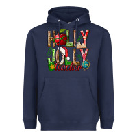 Navy holly jolly teacher Heavyweight Hoodie - NancyCooperArtShop