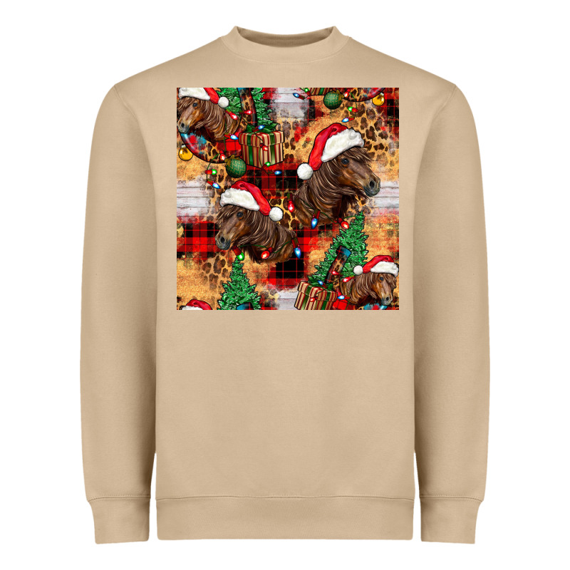 Christmas Horse Leopard Tartan Heavyweight Sweatshirt by FaDigitalArtStudio | Teevron