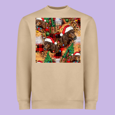 Christmas Horse Leopard Tartan Heavyweight Sweatshirt Designed By Fadigitalartstudio