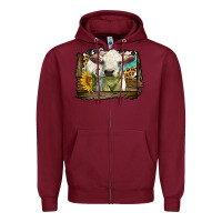 Burgundy charolais heifer with western background Zipper Hoodie - LillyAllenDesigns