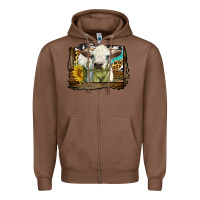 Chestnut charolais heifer with western background Zipper Hoodie - LillyAllenDesigns