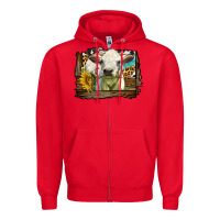 Red charolais heifer with western background Zipper Hoodie - LillyAllenDesigns