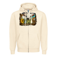 Charolais Heifer With Western Background Zipper Hoodie | Teevron