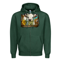 Sports Green charolais heifer with western background Zipper Hoodie - LillyAllenDesigns
