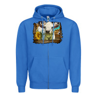 True Royal charolais heifer with western background Zipper Hoodie - LillyAllenDesigns
