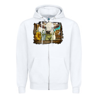 White charolais heifer with western background Zipper Hoodie - LillyAllenDesigns