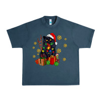 Midnight Navy black cat meowy christmas Urban Heavy Tee - AdoDesignShop