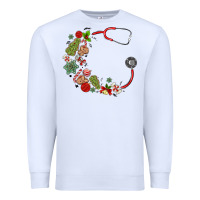 White custom name christmas stethoscope Premium Sweatshirt - MaliasSmallBusiness