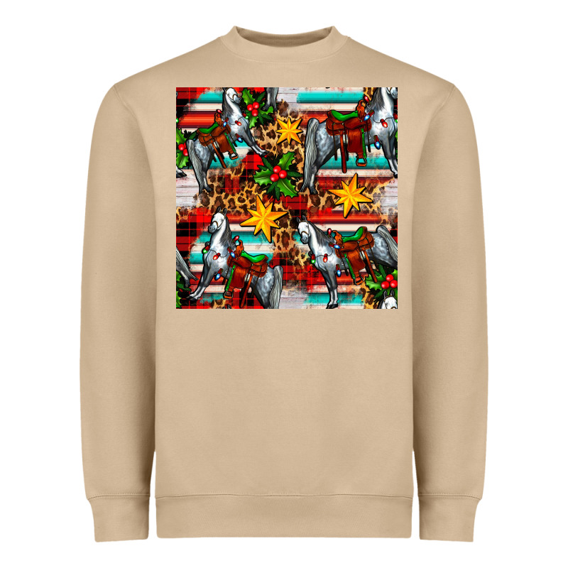 Christmas Horse Leopard Tartan Heavyweight Sweatshirt by FaDigitalArtStudio | Teevron