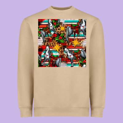 Christmas Horse Leopard Tartan Heavyweight Sweatshirt Designed By Fadigitalartstudio