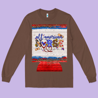All American Nurse 12 Oz Regular Can Cooler Long Sleeve Tee Designed By Artiststas
