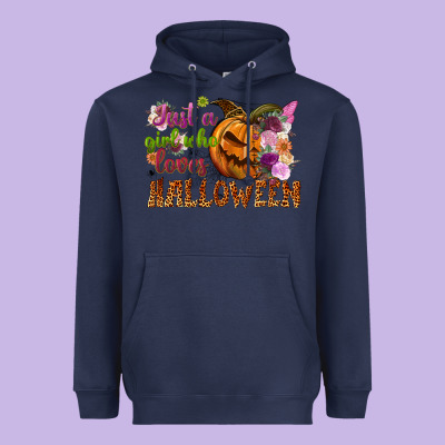 Just A Girl Who Loves Halloween Heavyweight Hoodie Designed By Nancycooperartshop