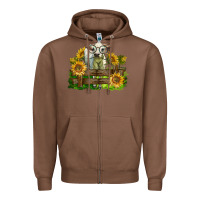 Chestnut charolais heifer with sunflowers Zipper Hoodie - LillyAllenDesigns