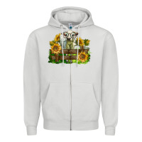 Dove Grey charolais heifer with sunflowers Zipper Hoodie - LillyAllenDesigns