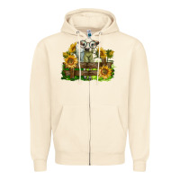 Sandshell charolais heifer with sunflowers Zipper Hoodie - LillyAllenDesigns
