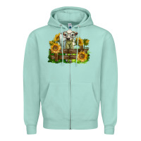 Seafoam charolais heifer with sunflowers Zipper Hoodie - LillyAllenDesigns